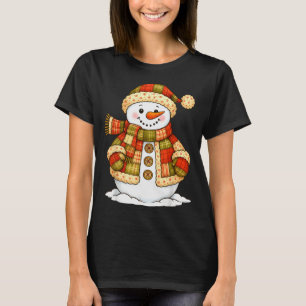 Camiseta Muñeco de nieve de patchwork Retro Divertido Navid
