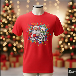 Camiseta Muñeco de nieve de Santa Café Ánimo Pintura Salpic
