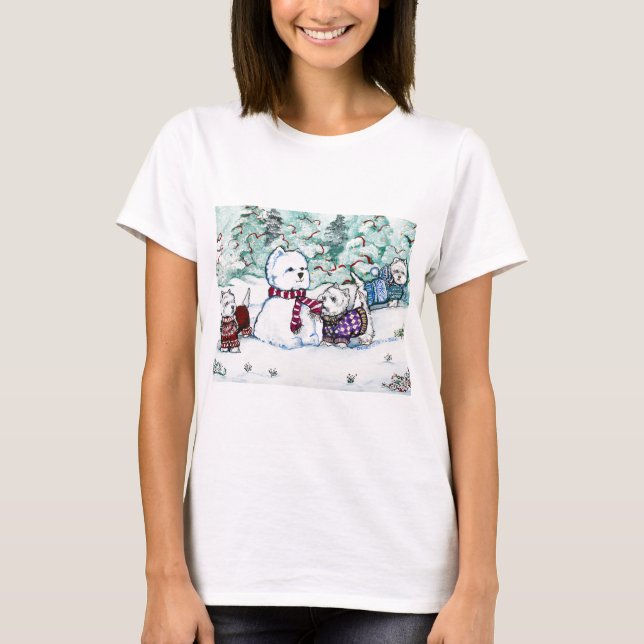 Camiseta Muñeco de nieve de Terrier blanco de montaña del (Anverso)