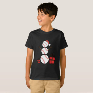 Camiseta Muñeco de nieve del béisbol del navidad divertid