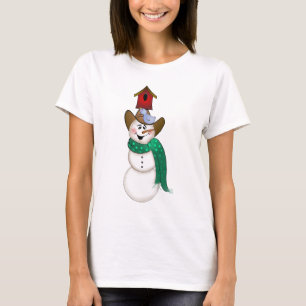 Camiseta Muñeco de nieve del vaquero con el Birdhouse