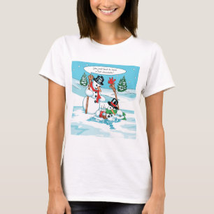 Camiseta Muñeco de nieve divertido con el dibujo animado