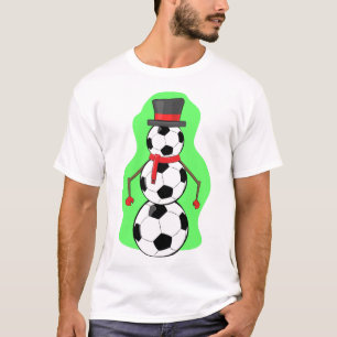 Camiseta Muñeco de nieve divertido de fútbol en Navidad