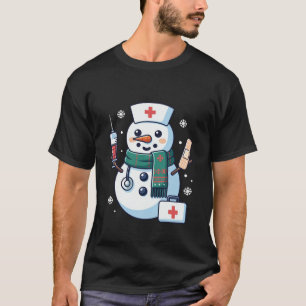 Camiseta Muñeco de nieve divertido enfermera de Navidad méd