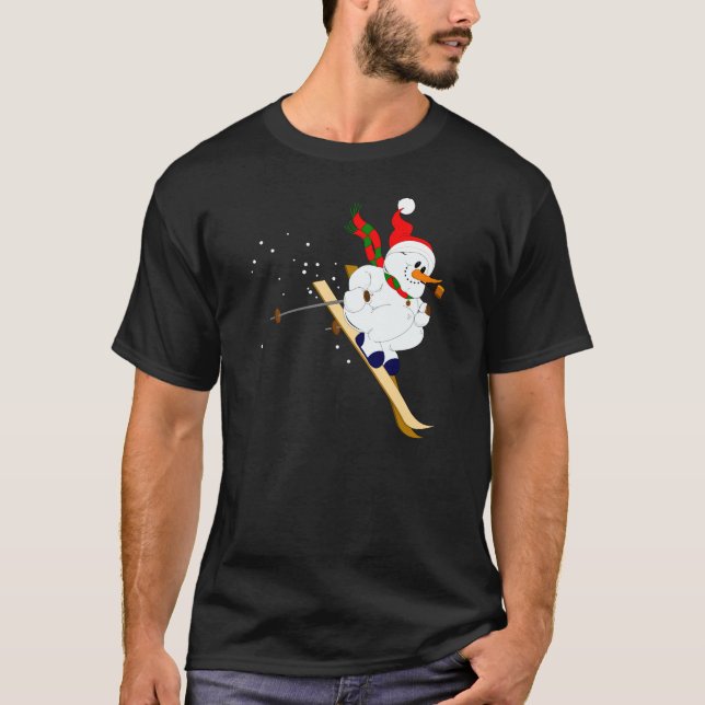 Camiseta Muñeco de nieve en los esquís (Anverso)