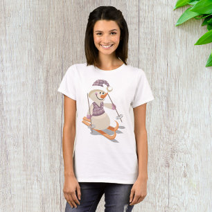 Camiseta Muñeco de nieve esquiando