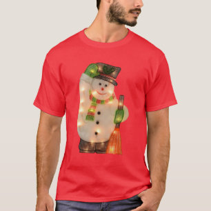 Camiseta Muñeco de nieve feliz con las falsas luces de