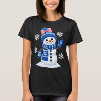 Camiseta Muñeco de nieve femenino navideño con lazo para mu