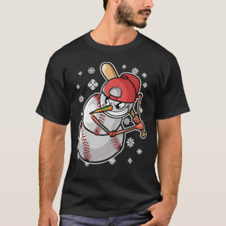 Camiseta Muñeco de nieve genial jugador de béisbol bate de
