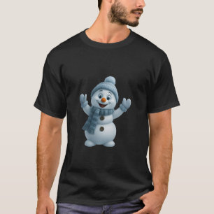 Camiseta Muñeco de nieve lindo con bufanda azul – adorable