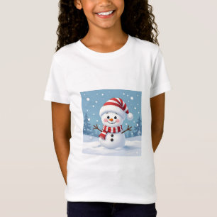 Camiseta Muñeco de nieve lindo con bufanda y sombrero
