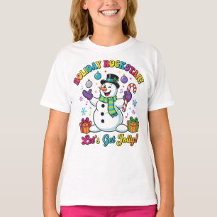 Camiseta Muñeco de Nieve Rockstar Navideño para Niños