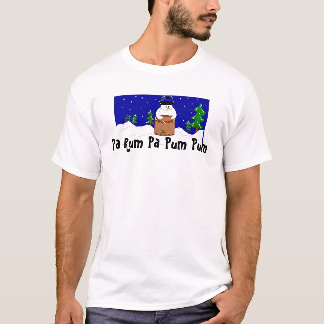 Camiseta Muñeco de nieve tocando el tambor (Anverso)
