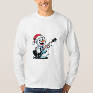 Camiseta Muñeco de nieve tocando guitarra eléctrica Santa N