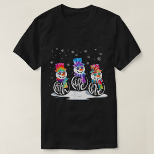 Camiseta Muñecos de nieve Tie Dye Fe Esperanza Amor Navidad