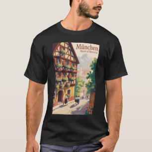 Camiseta Múnich Alemania Baviera Ilustración Arte Viaje