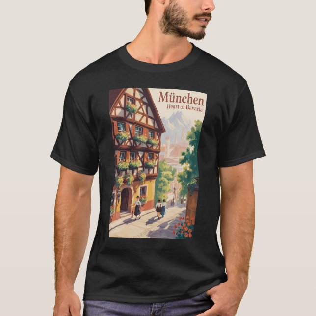 Camiseta Munich Germany Bavaria Illustration Travel Art (Anverso)