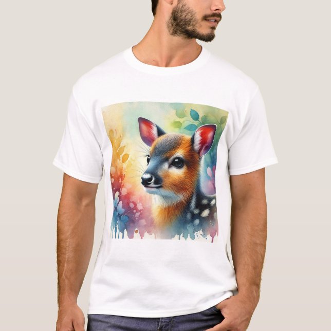 Camiseta Muntjac Deer 240624AREF121 - Watercolor (Anverso)