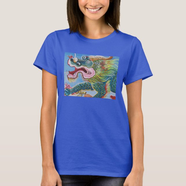 Camiseta Mural del perro foo chino / guardián león (Anverso)