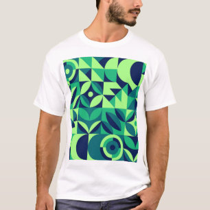 Camiseta Mural geométrico: diseño vintage moderno.