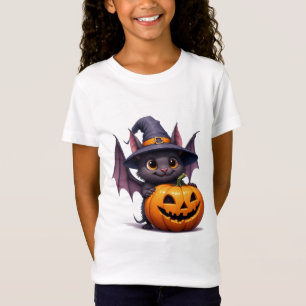 Camiseta Murciélago Cute de Halloween con sombrero de bruja