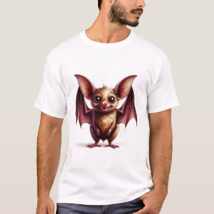 Camiseta Murciélago de dibujos animados lindo con sonrisa a