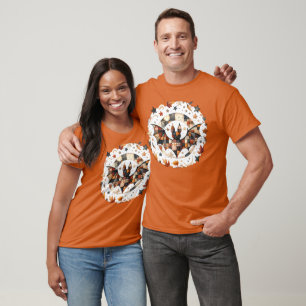 Camiseta Murciélago de Halloween en colores de otoño en pat