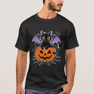 Camiseta Murciélago Halloween _ Gato Negro Alas de Murciéla