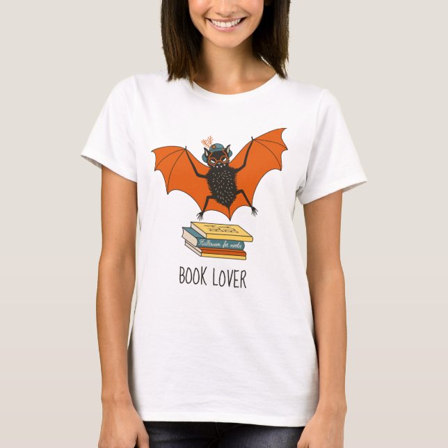 Camiseta Murciélago Lector | Bibliotecaria Caprichosa con L (Anverso)