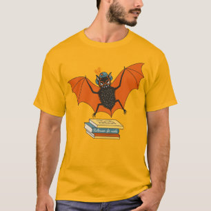 Camiseta Murciélago Lector   Bibliotecaria Caprichosa con L