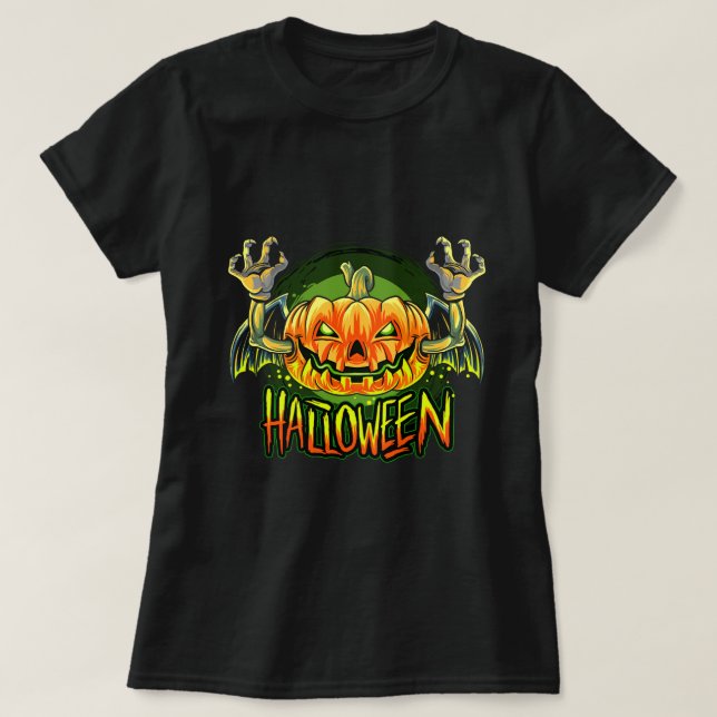 Camiseta murciélago vampiro con cabeza de calabaza de hallo (Diseño del anverso)