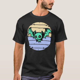 Camiseta Murciélago verde Kawaii con fondo pastel adorable