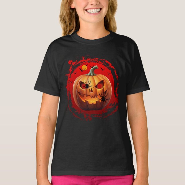 Camiseta murciélagos de calabaza de halloween espeluznantes (Anverso)