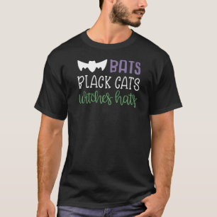 Camiseta Murciélagos de Halloween Gatos Negros Sombreros de