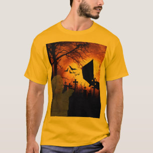 Camiseta Murciélagos, Luna y diseño de Halloween de Momia