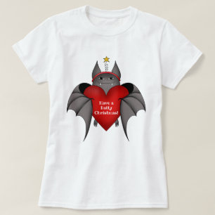 Camiseta Murciélagos Navidades divertidos con el corazón ro