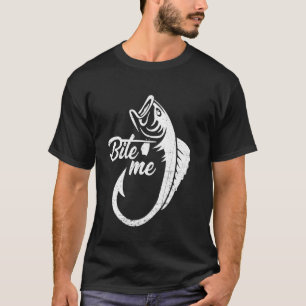 Camiseta Múrdeme Bromista Divertido Amante de la Pesca Pesc