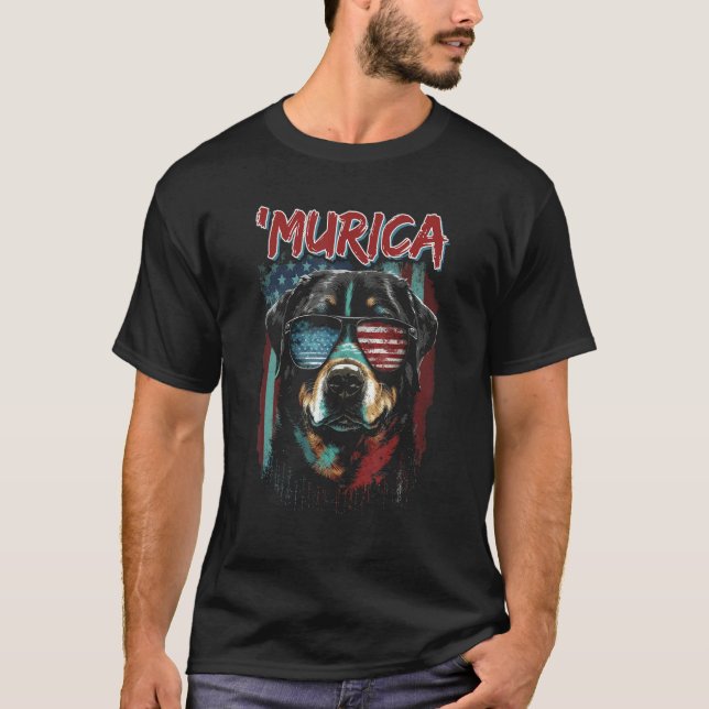 Camiseta Murica Patriotic Rottweiler 4 de julio Perro 7 (Anverso)