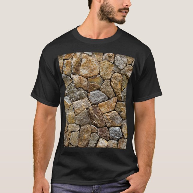 Camiseta Muro de piedra gris: diseño decorativo (Anverso)