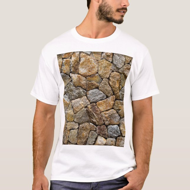 Camiseta Muro de piedra gris: diseño decorativo (Anverso)