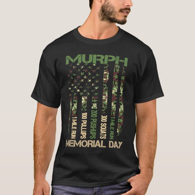Camiseta Murph Challenge  Memorial Day Workout WOD Camo Gym (Anverso)