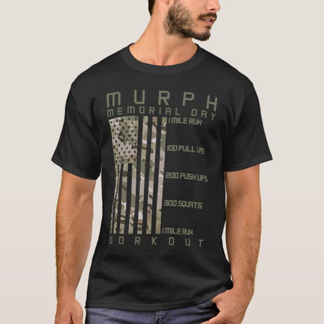 Camiseta Murph Memorial Day Workout WOD Cam Multi Camo Flag (Anverso)
