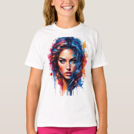 Camiseta Musa cromática - Retrato de Esplash Neon
