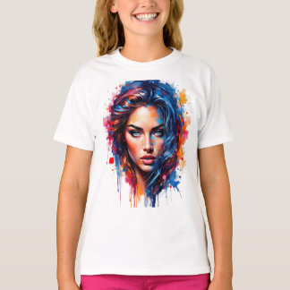 Camiseta Musa cromática - Retrato de Esplash Neon