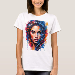 Camiseta Musa cromática - Retrato de Esplash Neon