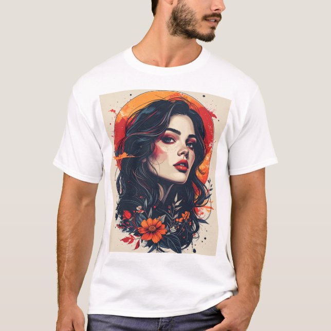 Camiseta Musa de la puesta de sol carmesí (Anverso)