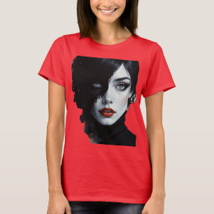 Camiseta Musa de medianoche - Retrato de tinta y salpicón
