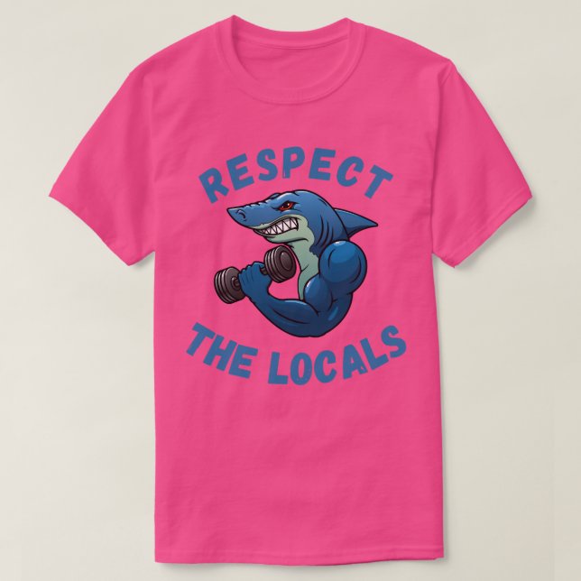 Camiseta Muscle Shark at the Gym Funny Respect the Locals P (Diseño del anverso)