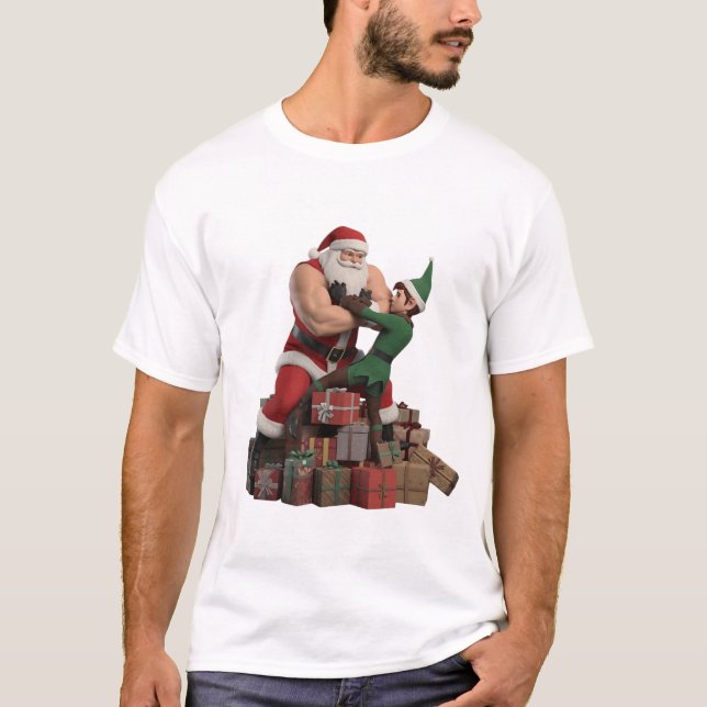 Camiseta Muscular Santa Arm-Wrestling an Elf – Funny Christ (Anverso)