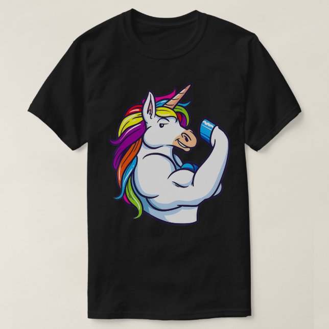Camiseta Muscular Unicornio Funny Magnífico Fitness Bodybui (Diseño del anverso)